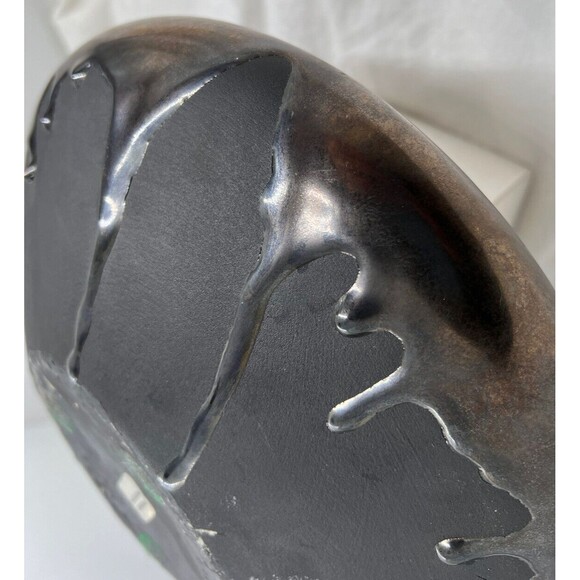 Vintage Haeger Matte Black Bronze Tone Volcanic Drip Lava Glaze Art Pottery UFO - Picture 2 of 14